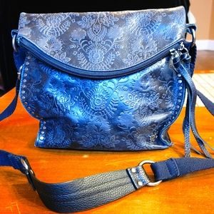 EUC The Sak black Silverlake Floral Embosswd Studded leather crossbody